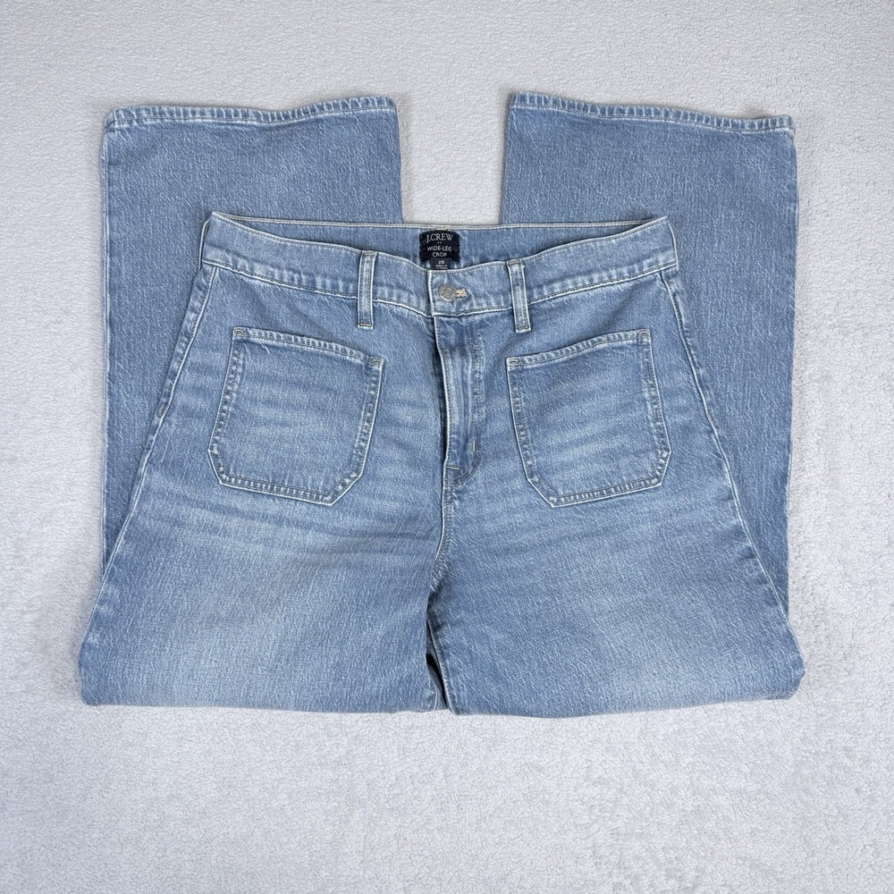 J.Crew Women's Wide Leg Cropped Jeans High Rise Medium Wash Denim 28